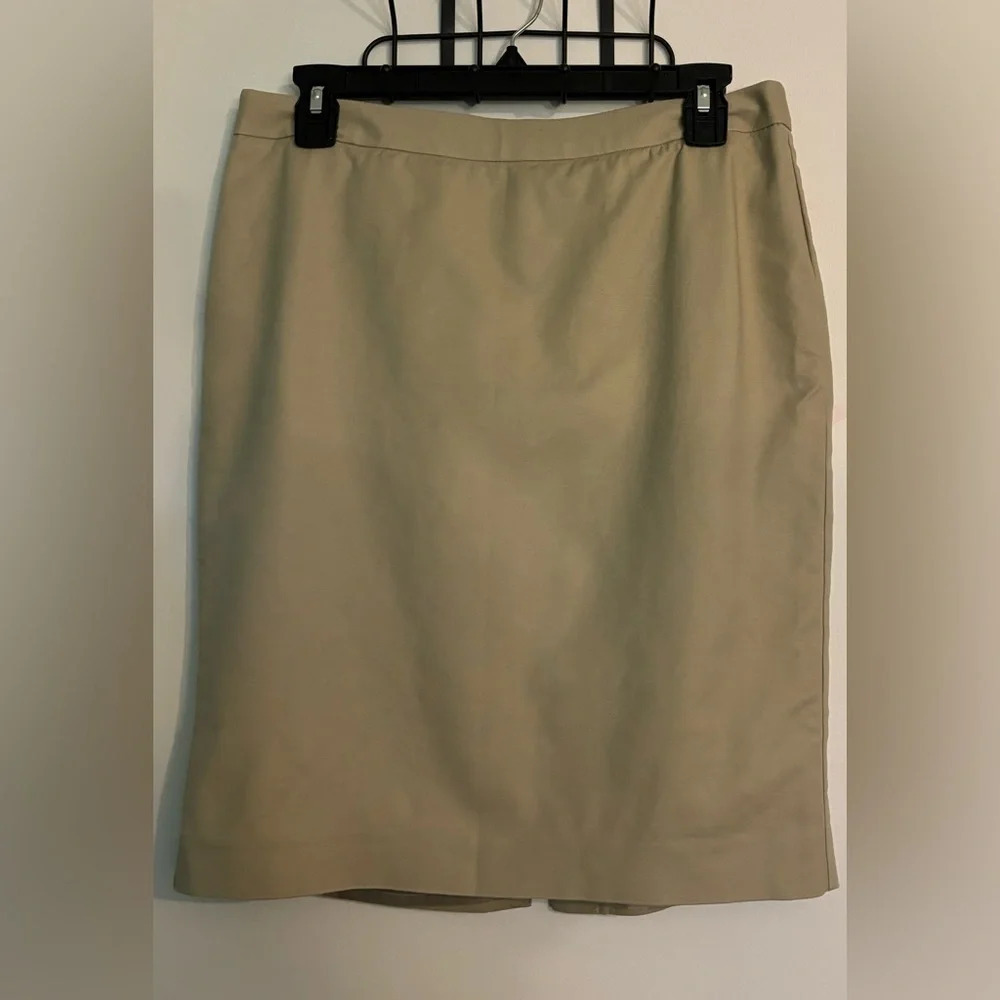 90s Liz Claiborne Womens Khaki Lined Pencil Skirt Size 6 Back Zipper & Slit